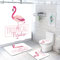 Badezimmerteppich Weißrosa Flamingo Badematte Set 3 Teilig,Teppich Badvorleger rutschfeste (45x75)+U-Typ Wasseraufnahme Schmutzfangmatte +Schnelltrocknend Toilet Fußmatte
