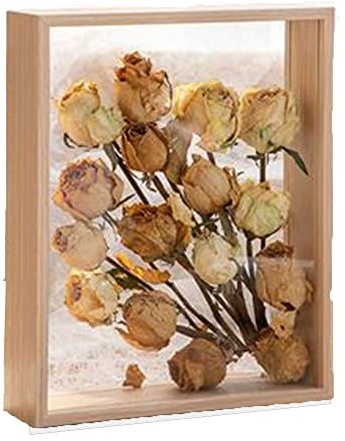 OUKEYI Fotorahmen aus Holz, getrocknete Blumen, 20,3 x 25,4 cm, Shadowbox-Vitrine, Bilderrahmen, getrocknete Blumen, Ausstellungsständer, dekorativer schwebender Bilderrahmen (20,3 x 25,4 cm)