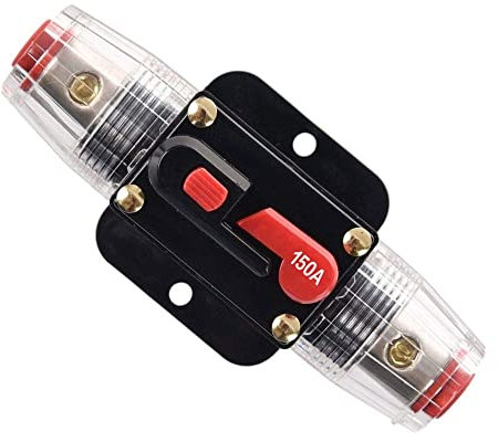 RKURCK Manual Reset Fuse holder,12V-24V DC Car Audio Inline Circuit Breaker Fuse Block For Car Audio Solar Inverter System Protection 20A 30A 40A 50A 60A 80A 100A (150A)