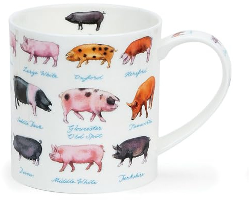 Dunoon Orkney 0.35 Litre Fine Bone China Mug ^On The Farm Farm Animals (Pigs)