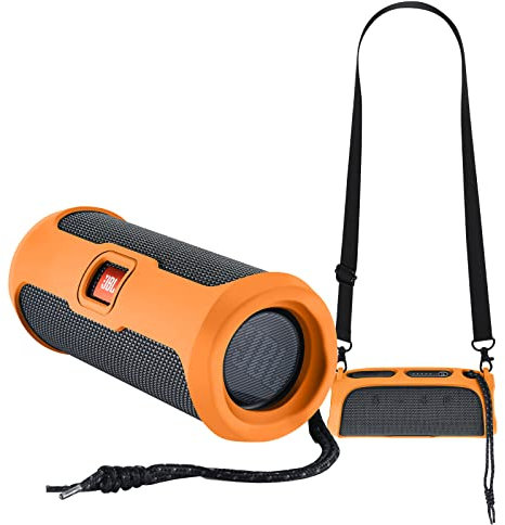 Yaowanguan Silicone Case for JBL Flip Essential 2 Portable Bluetooth Speaker,Flip Essential 2 Portable Protective Travelling Cover Sleeve(Orange)