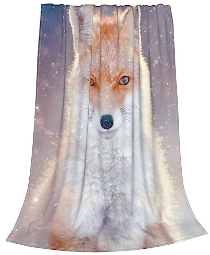 Red Fox Fleece-Überwurfdecke, weicher Flanell, Plüsch, leicht, warm, gemütlich, Decke für Bett, Couch, Sofa, Reisen, 127 x 101 cm