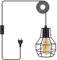 Vintage Hängelampe mit Stecker, Industrie Metall Käfig Pendellampe mit 600cm Kabel, Retro E27 Lampefassung Edison-Stil Schwarz, Plug in Hängeleuchte Kit für Farmhouse Loft Wohnzimmer
