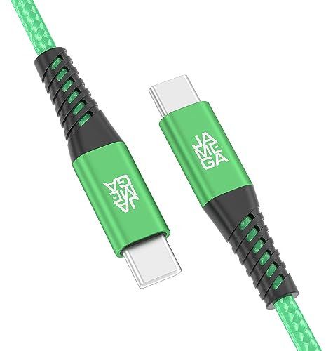 JAMEGA - USB Typ C Kabel Grün 3m | USB C Ladekabel und Datenkabel Fast Charge Snyc USB C Stecker auf USB C Stecker kompatibel mit iPhone 15 Pro Max iPad Pro Air Samsung Macbook Tablets Huawei uvm.