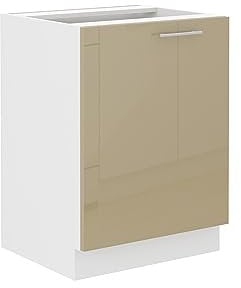 Kuechen-preisbombe Unterschrank 60 Lara Cappuccino Hochglanz + Weiß Küchenzeile Küchenblock Küche