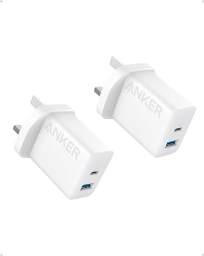 Anker USB C Plug, 2-Pack 20W Dual Port USB Fast Wall Charger for iPhone 15/15 Pro/15 Pro Max/14/13/12, iPad Pro, AirPods, and More (Cable Not Included), B2348223