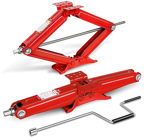 DNA MOTORING TOOLS-00328 268 kg Wohnmobil-Anhänger-Stabilisator, Scherenwagenheber mit Geschwindigkeitskurbel, 10,2–61 cm Höhe, 2 Stück, Rot, 2 Stück