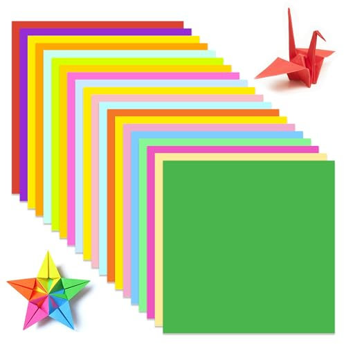 Origami Paper 200 Sheets, 20 Coloured Origami Craft Paper 15cm x 15cm Double Sided Colour Papers for Crafts DIY Arts School