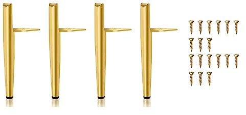 Geieold Lot de 4 pieds de meubles, hauteur 14 cm, pieds de table en métal doré, charge maximale 600 kg, dorés