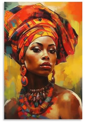 FireDeer Schwarze Wandkunst, abstrakte afroamerikanische Frau, Poster, Afro-Mädchen, Leinwand, Gemälde, moderne ästhetische Bilder für Wohnzimmer-Dekor (05-beauty, 40,6 x 61 cm, ungerahmt)