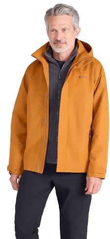 Mountain Warehouse Fell 3-in-1 Herren-Outdoor-Jacke - wasserdichte, atmungsaktive Regenjacke, Multifunktions-Outdoor Herren-Jacke, Camping-Jacke, Frühling, Sommer Dunkel-Orange Small