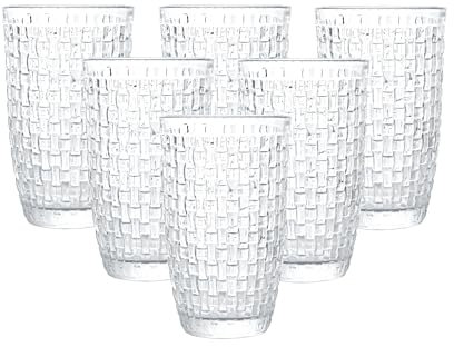 simpa Lucent Embossed Rattan Pattern Drinking Glasses 425ml Set of 6