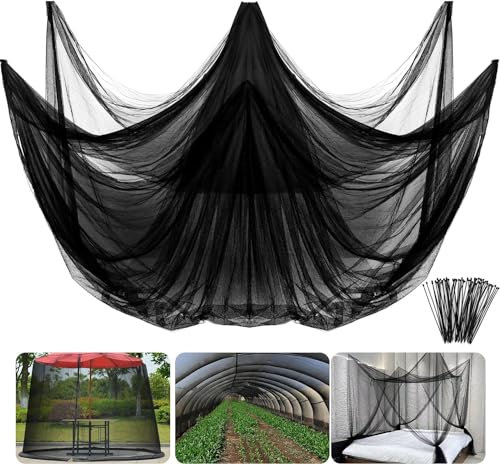 4 Stück 3x1.7M Outdoor Moskitonetz - Feinmaschige Pflanzenschutznetz Schwarz -Gartennetz Gemüsenetz vor Insekten Vögel Mücke für Gemüse, Obst, Blumen, Pflanzenschutz