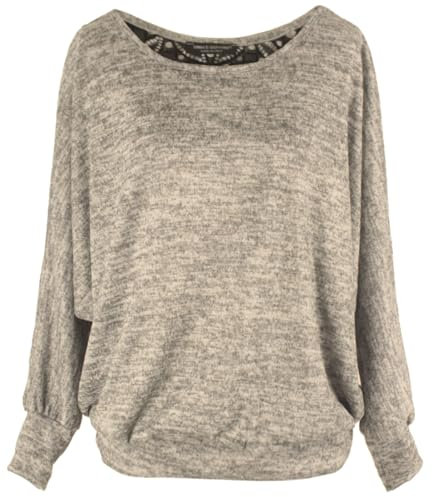 Emma & Giovanni - Sweatshirt Pullover Mit Spitzenrücken, Loose Fit - Damen (Beige, XL-XXL)