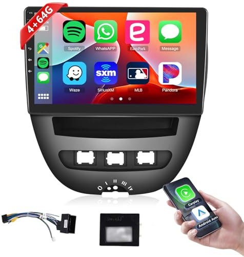 【8 Kern 4+64G】 Hodozzy Carplay Autoradio für Toyota Aygo/Peugeot 107/Citroen C1 2005-2014, 10.1 Zoll Touchscreen Android Autoradio mit Android Auto/WiFi/GPS/RDS/FM/Bluetooth/DSP