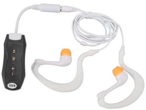 Waterproof Swimming MP3 Player, IPX8 8G Memory Swimming Headset Rubber Coated, USB Music Player with Earphone, for Swimming Diving Running Cycling (Black)
