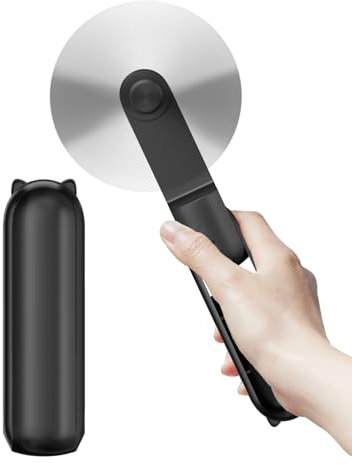 LETSCOL Portable Handheld Fan, Mini Pocket Hand Fan, Foldable Personal Desk Fan with Power Bank, USB Rechargeable Fan [14-21 Working Hours] for Makeup Home Travel Outdoor (Black)