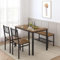 Ulifance Juego de mesa de comedor y cocina de 110 x 70 x 75 cm con 2 sillas y un banco, estructura de metal, juego de 4 piezas para cocina, comedor, sala de estar, teca