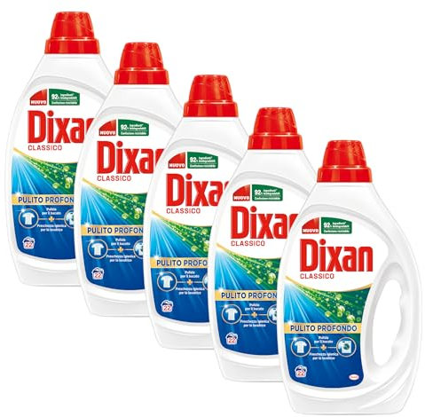 Dixan Detersivo Lavatrice Liquido Classico, 5 confezioni da 22 lavaggi, 110 lavaggi totali