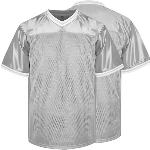 MESOSPERO Blank Practice Football Jersey Mesh Athletic Sports Football T-Shirt Schwarz Weiß Rot, GRAU, 3X-Groß