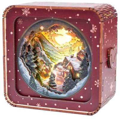 KAAYEE 3D Holzpuzzle Nachtlicht Erwachsene, (Snow Mountain Cottage) 3D Puzzle Holz Nachtlicht Erwachsene, Wooden Puzzle 3D Lampe Geschenkbox Geschenke für Frauen Männer zum Weihnachten Geburtstag