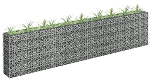 AUVYI Panier en pierre - Décoration de jardin - Gabions surélevés - 360 x 30 x 90 cm - Poteaux muraux pour gabions - Construction stable - Colonne de gabion - Mur de plantes - Acier galvanisé