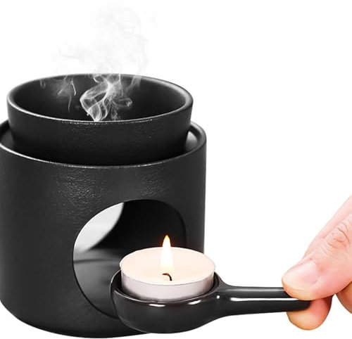 Duftlampe für Ätherische Öle, Keramik Duftlampe mit Teelichthalter, Duftlampen Teelicht Räucherstövchen, Duftöl und Duftwachs Diffusor, Stövchen für Ätherische Öle, Abnehmbare Schale, H11cm ø10cm