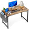 Sweetcrispy Schreibtisch,Computertisch mit Aufbewahrungstasche, 120 x 50 x 75 cm Modern Bürotisch, Kleiner Tisch Schreibtische für Büro Arbeitszimmer Schlafzimmer Erwachsene Kinder, Modernes Braun