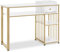 M MCombo Schreibtisch mit Schubladen, Nageltisch mit Regal, Manikürtisch aus Holz Metallgestell, Schminktisch ohne Spiegel Wohnzimmer Modern, Marmor-Weiß Gold, 45 x 110 x 80.5cm, 2498