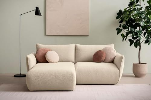 DOMO. collection Ecksofa Minas, kleines Modulsofa in L-Form mit Taschenfederkern und attraktiver Biese-Naht, Sofa, Polsterecke, Eckcouch 194 x 168 x 79 cm (BxTxH), beige