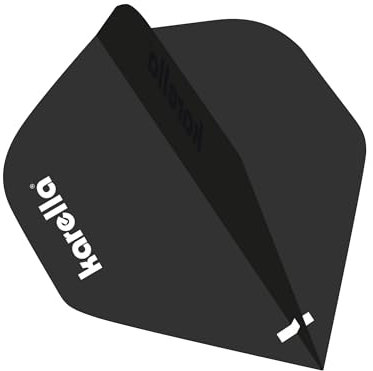 Karella Ultimo Flights, Premium Dartflights, 12er Set mit Dose, 200 Micron, extra stabil & langlebig, vorgeformte 90, Standardform, kompatibel mit Nylon & Carbon Schäften, Steeldart, Softdart, schwarz