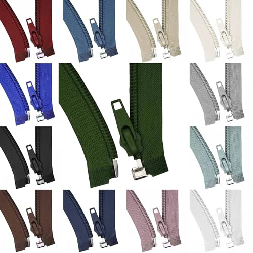 Reißverschluss teilbar Kunststoff – Spiral-Reißverschluss 35–50 cm – für Jacken, Baby- & Kinderkleidung – modische Farben – teilbarer Zipper für Nähen DIY Kleidung (dunkelgrün, 50 cm)