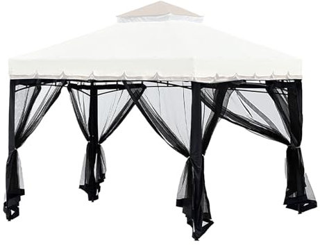 Pavillon Netting 10x10ft -Outdoor Pergola Netting | Pergola Seitenwände Black Fly | 4-Panel-Terrassenwände | Belüftete Sonnenschutz Anti-Gnat UV-resistentes Netz | Campingzelt heißes We