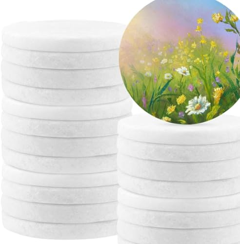 ZOENHOU 20 Stück Weiße Steine zum Bemalen Runde, Große Flache Natursteine | Deko Steine zum Malen mit Glatte Kieselsteine für Mandala, Kunstprojekte und Kunsthandwerk, 6,3cm Durchmesser