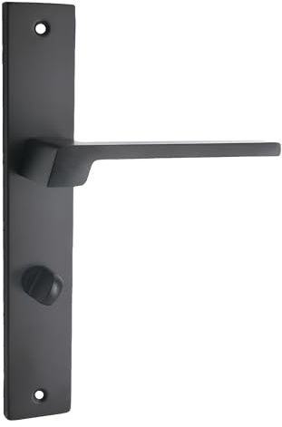 domino Türgriff 78 Drückergarnitur WC - Badezimmer Set Links & Rechts Türbeschlag für WC/Badezimmertüren L-Form Türbeschläge aus Aluminium Schwarz Türdrückergarnitur CANTORO BLACK