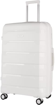 JLY Lightweight Polypropylene Luggage Set – 3 Sizes for Every Journey | Spinner Wheels, TSA Lock, Shock-Resistant Shell (White, Large (77cm))