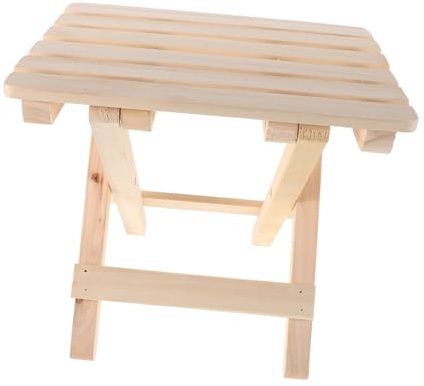 TOYANDONA Klappbarer Holzschemel für Zuhause und Outdoor in Beige