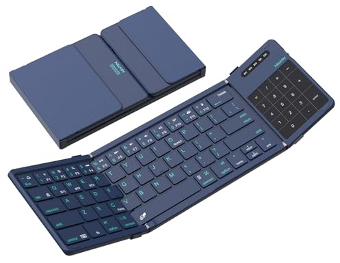 Nillkin Pocket Foldable Wireless Keyboard with Touchpad Number Pad for Travel Trip Meeting for Tablets Fold Phone Laptop PC, Full Size (Small) Magnetic Folding Keyboard (Blue)