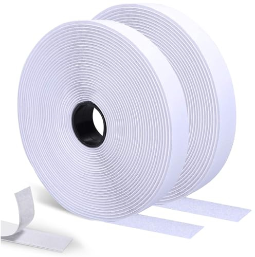 SURFOU Nastro Adesivo in Strappo Biadesivo 15 m x 20 mm, Extra Forte, Sistema Hook & Loop per Tessuti, Zanzariere, Cuscini, Tappeti, Interni ed Esterni, DIY e Lavori Manuali