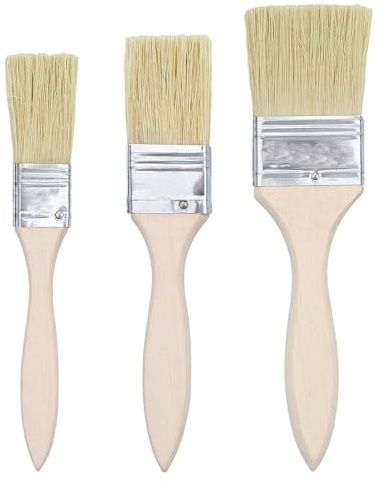 3 PCS Flachpinsel Set, Pinsel Für Holzlasur, Pinselset Holzgriffpinsel Glanzpinsel, für Holz, Wandfarbe Und Lackfarbe Mit Malerqualität