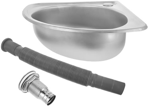 PAMINGONO Kleiner Spülbecken aus Edelstahl für Wohnmobil Platzsparendes Einfach zu Montierendes Einzelbecken mit Fächerform für Kleine Küchen Zufälliger Stil