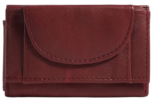 Excellanc Geldbörse für Unisex aus Leder in Rot, Geldbeutel mit Druckknopf in 9,5 x 6 x 2,5 cm