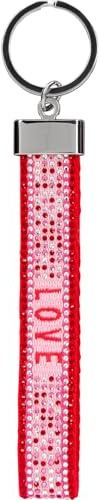 Depesche 0014196.002 Perfect Match - Schlüsselanhänger im bunten Design und der Aufschrift Love, aus strapazierfähigem Stoff, Schlüsselring mit Botschaft, zum Verschenken