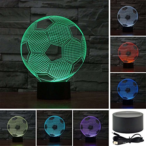 3D LED Lampe Nachtlicht,KINGCOO Visualisierung Amazing Optische Täuschung Touch Control Light 7 Farben ändern Schreibtischlampen für Kinderzimmer Decoration,Best Geschenk (Fußball)