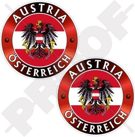 ÖSTERREICH österreichisch 75mm Auto & Motorrad Aufkleber, x2 Vinyl Stickers