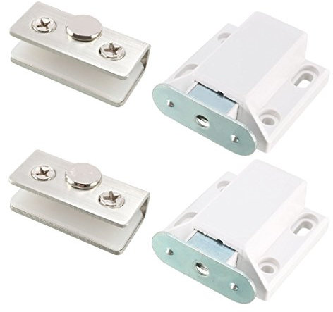 Sourcingmap Magnetischer Schnappverschluss für Glastüren, 5–8 mm, Kunststoff, Weiß, mit Klemme, 2 Stück