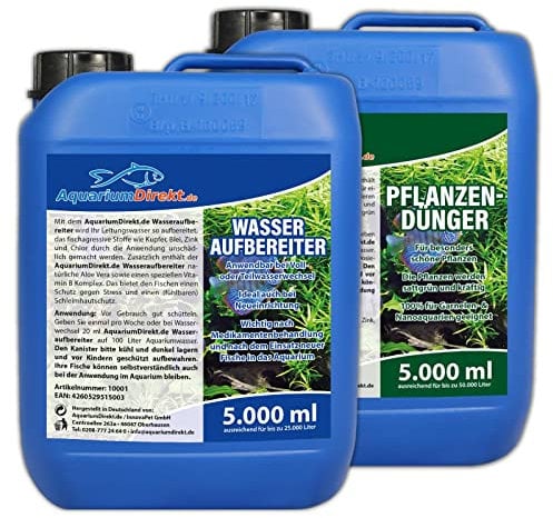 Aquarium-Direkt Wasseraufbereiter & Pflanzendünger Spar-Set 2 x 5 Liter (Wasseraufbereiter und Pflanzenpflege für Ihr Aquarium - Nährstoffe, Spurenelemente)