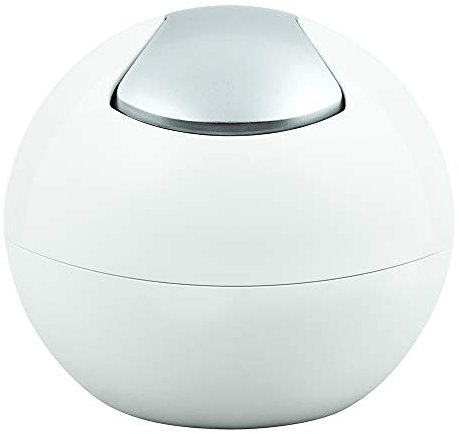 Spirella Kosmetikeimer 1 Liter Abfalleimer Schwingdeckeleimer Tischabfalleimer Bowl Weiß matt, Kunststoff, White Mat