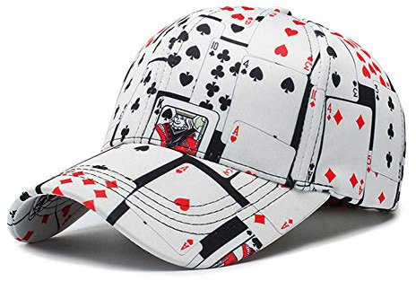 Baseballkappe mit Pokerspiel, verstellbar, Baumwolle, Hip-Hop-Hut - - MEDIUM