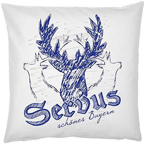 Trachten Motiv Kissen Dekoration Sofakissen mit Füllung Servus schönes Bayern Tracht Oktoberfest Zierkissen Geschenkidee Trachtenfan